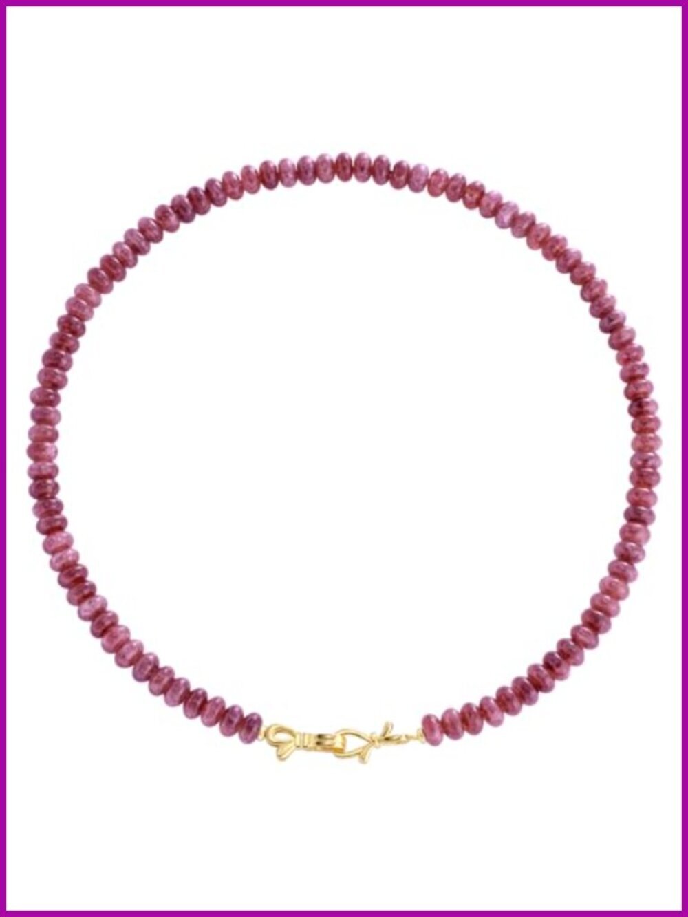 Handmade 14K Gold Bow Clasp Beaded Choker Necklace 18in
